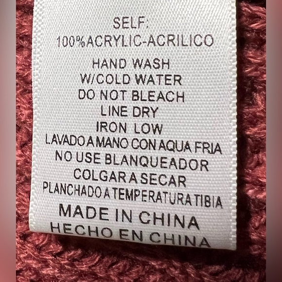 Chunky Knit Sweater Listicle Mauve Cropped Cowl Neck Acrylic size Small - Picture 10 of 11